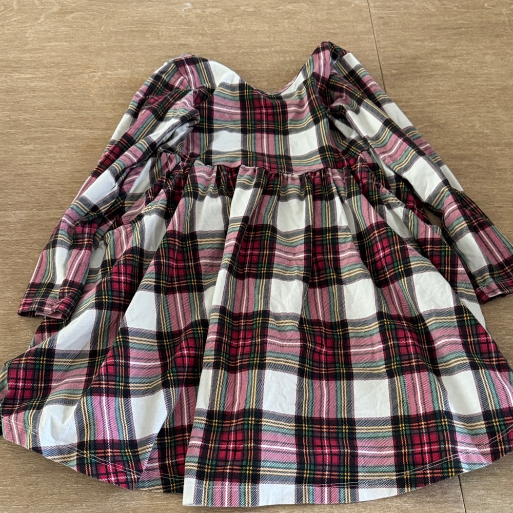 Hanna Andersson Pink White Plaid Long-Sleeve Kids Dress